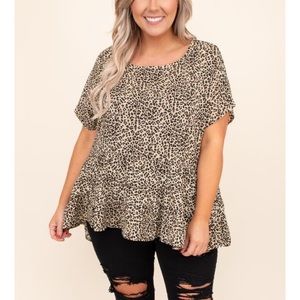 Chic Soul - Plus Size Peplum Top (Leopard)